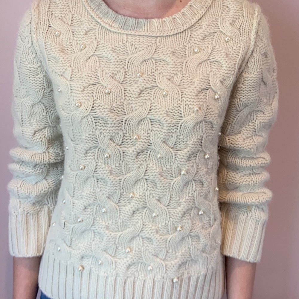 Ann Taylor Pearl Embellished Sweater
